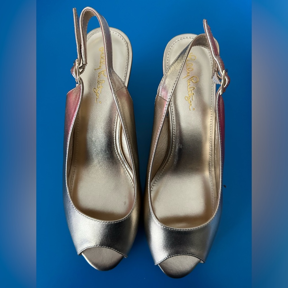NIB, Never Worn!, Gold Lily Pulitzer Wedges, Size 9
